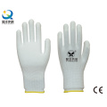 White Polyester Liner with White PU Coated Safety Gloves